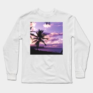 Purple Sunset Views with Plant Trees Long Sleeve T-Shirt